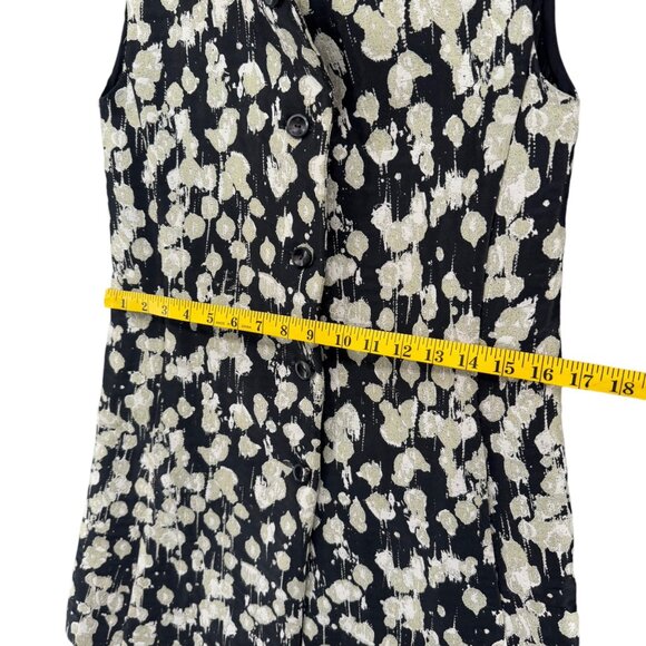 RTW Charleston Tunic Top Womens Black Gold Silks Sleeveless Button Front Size S - Picture 12 of 13